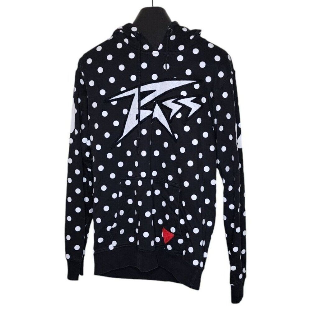 Ron BASS Hoodie Pullover Sweatshirt Patches Mens Size L Black